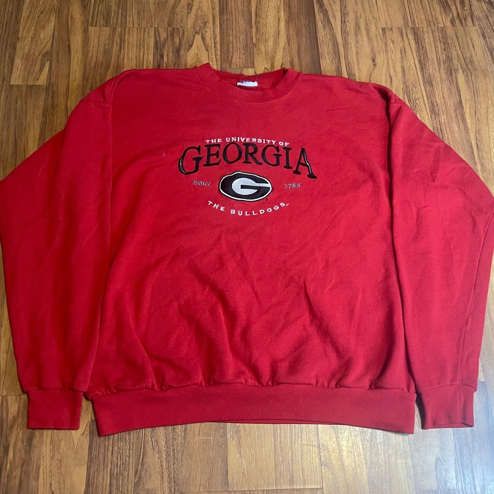 Vintage Georgia Bulldogs Sweatshirt Mens XL Red Embroidered UGA Crewneck Sweater